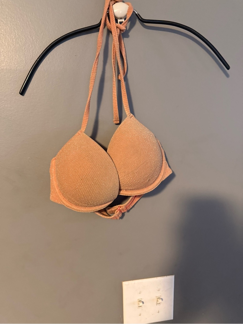 Victoria's Secret Shimmery Peach Halter Bikini Top